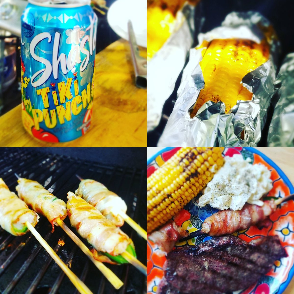 Perfect Sunday!! #little #jalapeno #bacon #wrapped #lobstertails #lovemywife @40dreamsinwonderland #shasta #refreshing #tikipunch