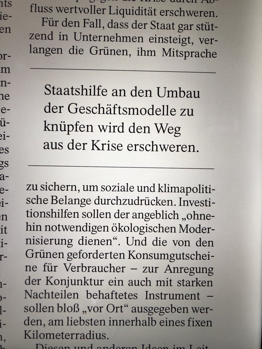 KH_Paque's tweet photo. Treffend! ⁦@HGoebel⁩ sieht in ⁦@FAZ_Wirtschaft⁩ Leitantrag des #Grünen-Parteitags als Rezept zum Erschweren der #Krise. Hauptgrund: Staatshilfe soll an ökologische Geschäftsmodelle geknüpft werden. Wie bitte? Massive Bürokratie statt Markt! ⁦@FNFreiheit⁩ @fdp https://t.co/4KfaM2P1Oz