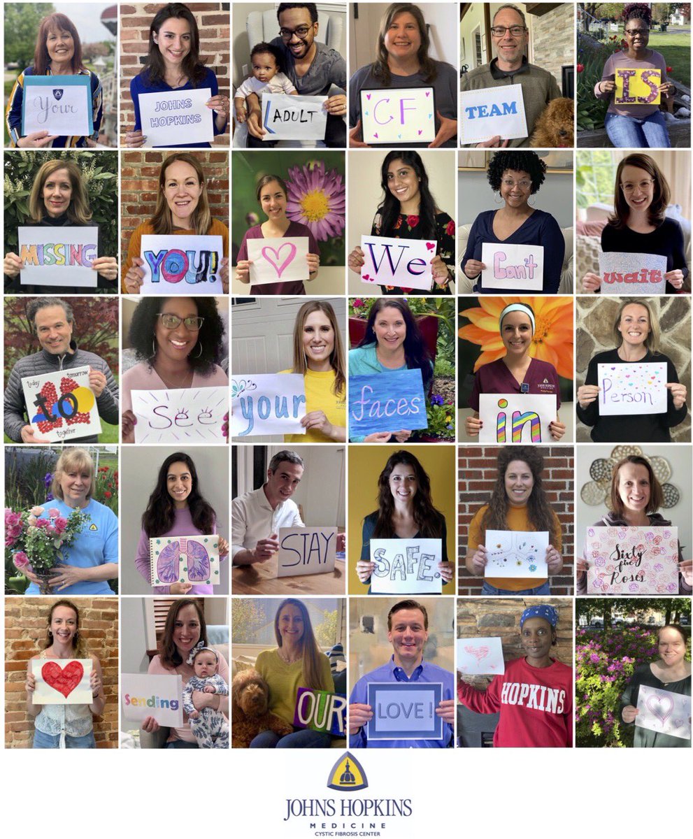 To our CF patients out there - we miss you and stay safe! Your Hopkins Adult CF Team