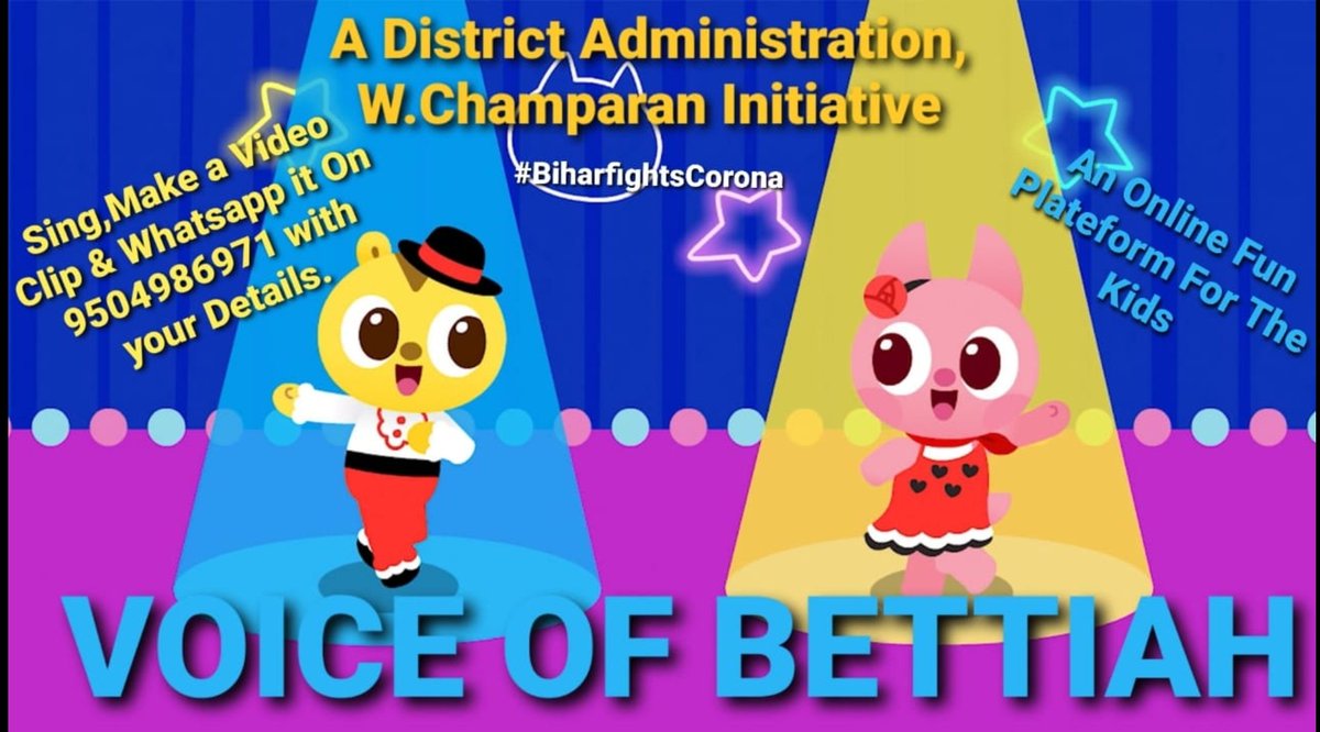 ias_kundan's tweet photo. #VoiceOfBettiah 
An online Initiave to Display the Sparkling talent of our Little Kids is getting Huge Response.Our Special thanks to all the kids of the District for staying at home and supporting the #FightAgainstCorona

https://t.co/qPmk9bZuil

https://t.co/Vny85K2ZHr https://t.co/2TIivfAaRv