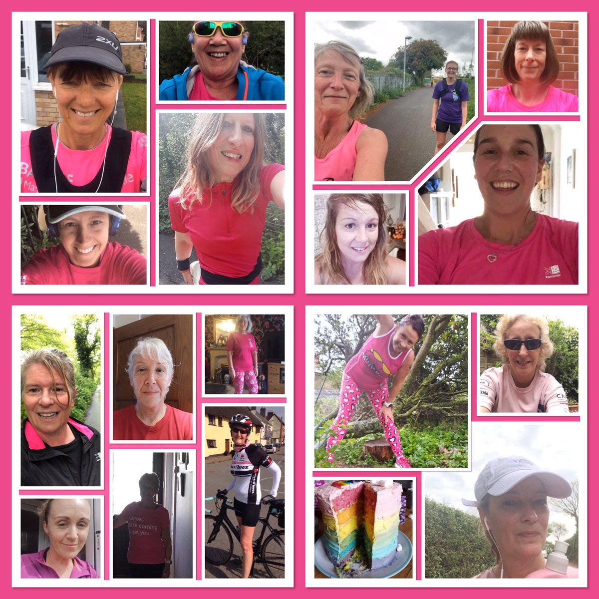 W0menOnTheRun's tweet photo. Our final #rainbowrun collage! Our rainbow challenge for Exeter & exmouth is over but this weekend we’ve started a #virtualhalfmarathon which has already had 18 ladies run their part! #StayActive #StaySafeStayConnected #devongirlscan https://t.co/1qetRjUwG8