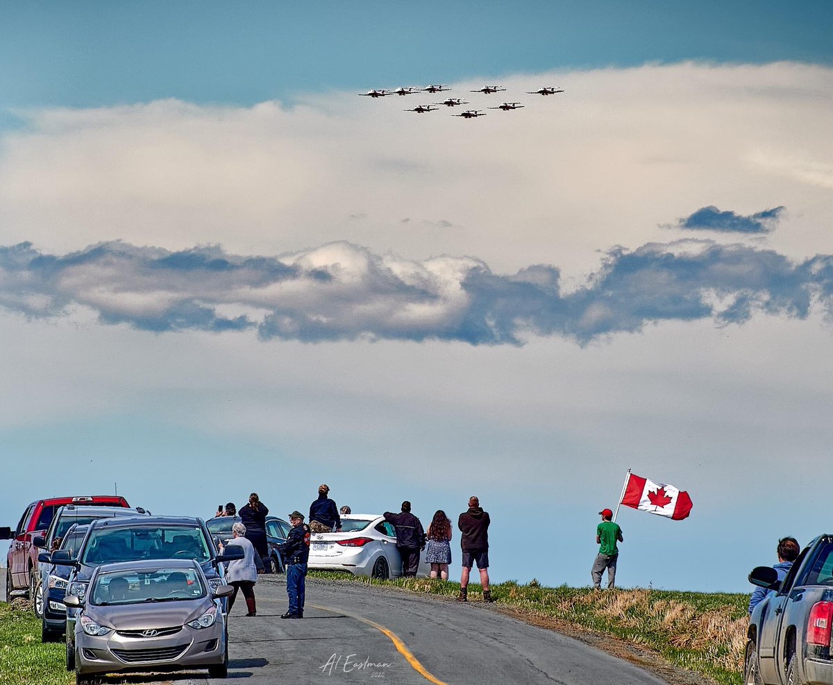Gratitudes Day 50: for the Snowbirds, as captured by my veteran photographer friend, Al Eastman. This is near Vinegar Hill in Milford, NS. 

The flypast came right up my street. The neighborhood folks were thrilled, especially the kids. More smiles today than I’ve seen in awhile.