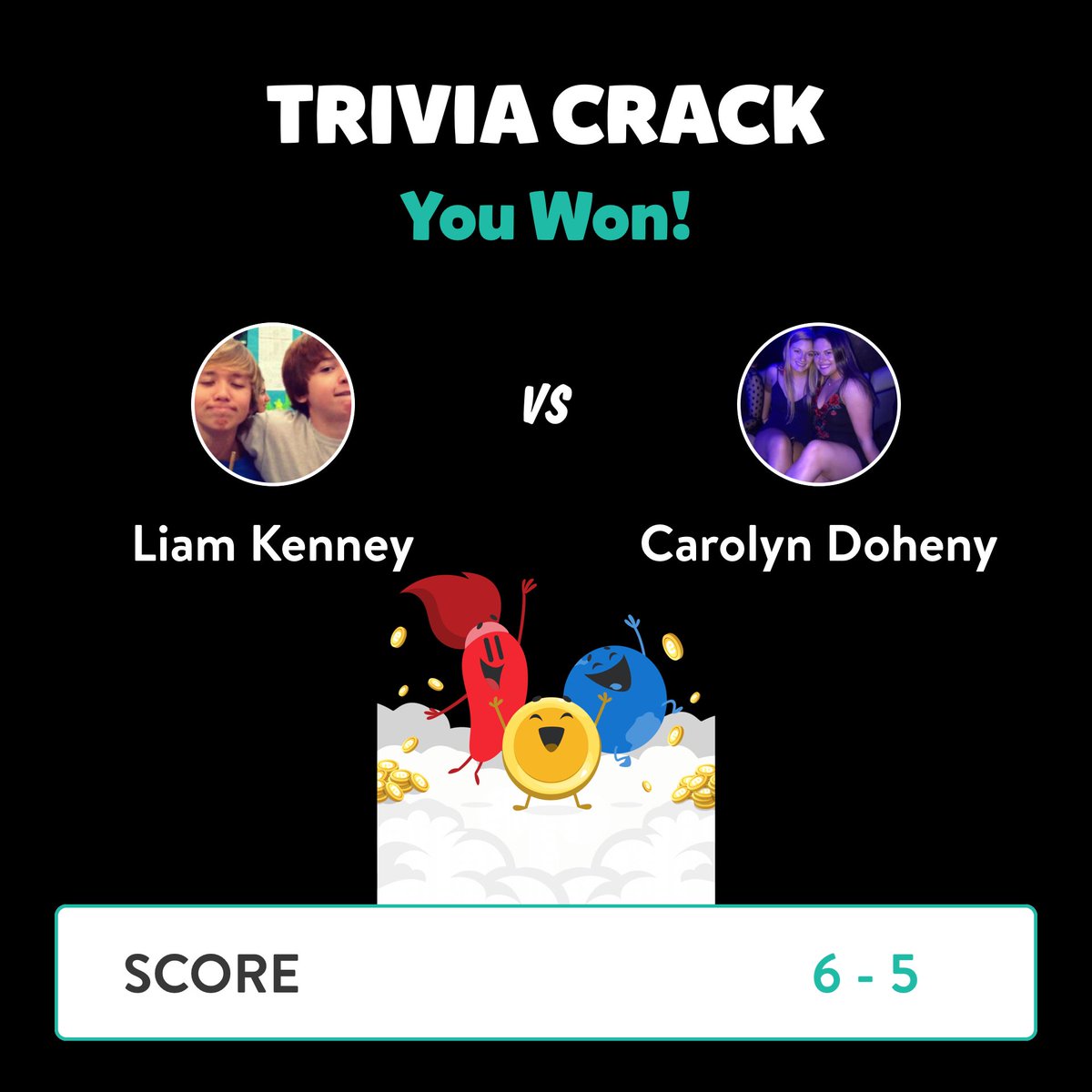 LiamK323's tweet photo. Liam Kenney just won a game against Carolyn Doheny in Trivia Crack!
https://t.co/A9zx8c1heV https://t.co/V71P5UFITT