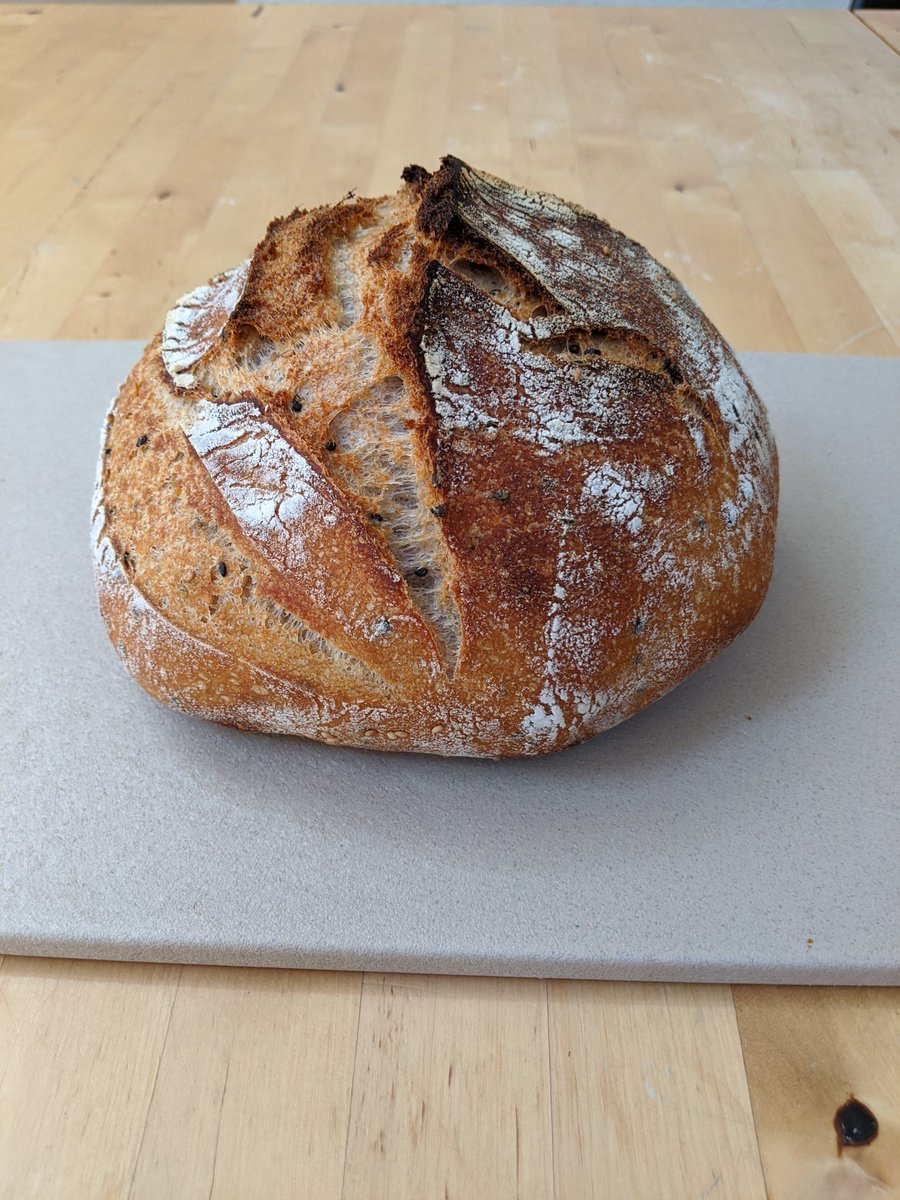 chris_olley's tweet photo. Jumping on the sourdough bandwagon with this humble offering: 70% hydration + sesame seed crumb https://t.co/HdDRDKdCSo