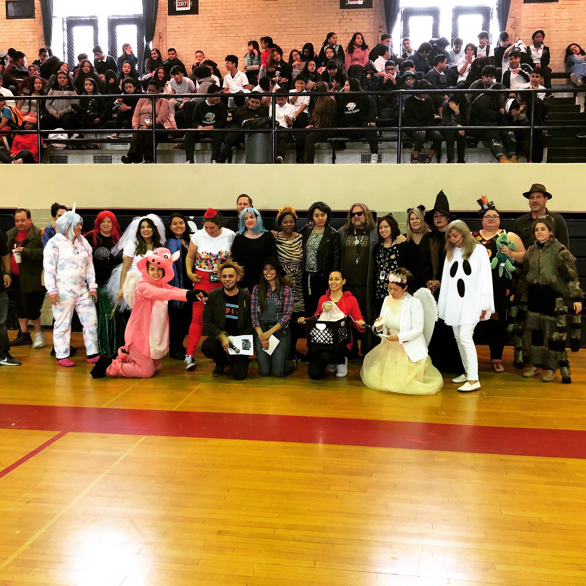 NWMSPanthers's tweet photo. Happy Teacher Appreciation Week! In or out of costume, our staff never hides their commitment to our Panthers! #Panthers #teacherappreciationweek #wemissourstaff #thebestarewithnorthwest #thebestarewithcps @ChiPubSchools @janicejackson @NWMSPanthers https://t.co/cCREwYlJrq