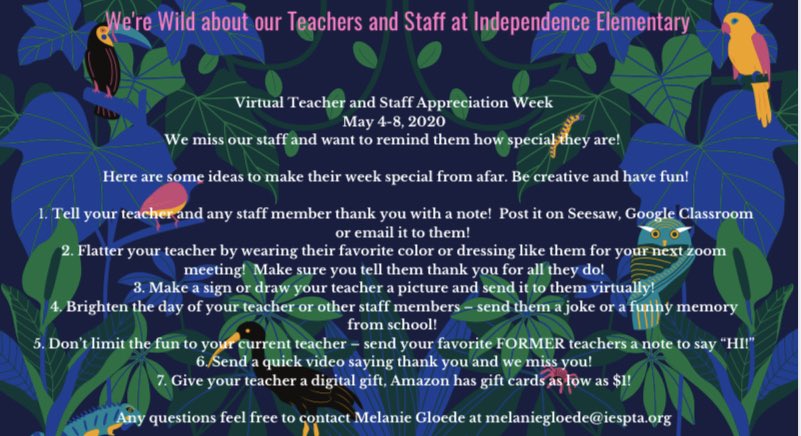 Let’s show our teachers and staff how much we appreciate them!