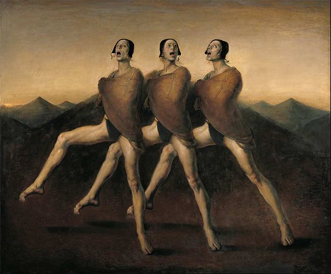 I think that Odd Nerdrum's more performative paintings share the "menacing mystery" aspect of this aesthetic as well: