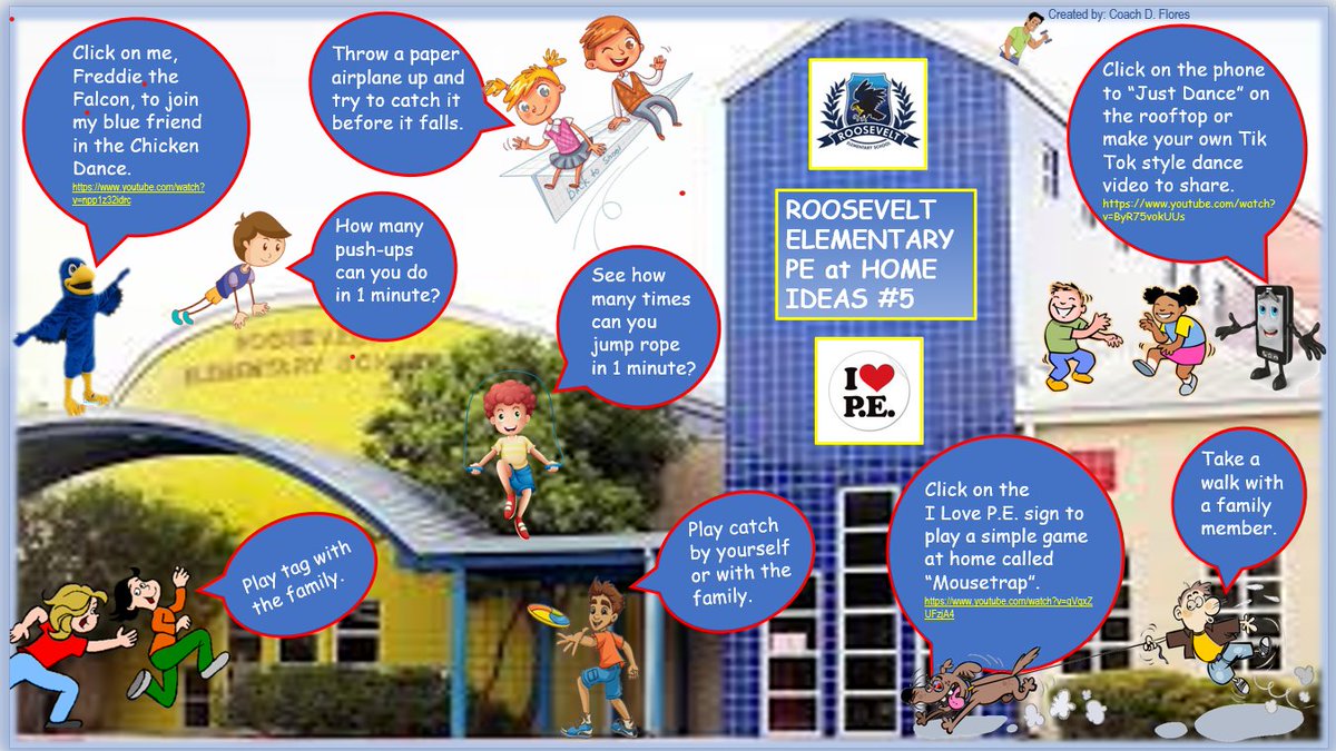 davidrflores's tweet photo. Time to ๐"Raise the Roof"๐Falcons #RooRocks as we discover new ways to stay fit at home with @ROOSEVELTELEMS P.E. at Home Ideas #5! @EISDofSA https://t.co/nAGFCdq4f9