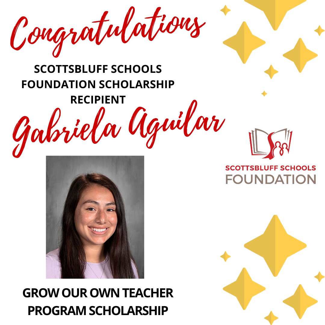 scbpubschools's tweet photo. Congratulations SBPS Foundation Scholarship recipient Gabriela Aguilar!  Gabriela received the Grow our Own Teacher Scholarship.  She plans to pursue a degree in Elementary Education with an ELL or ESL Endorsement #bearcatpride #ScottsbluffCTE #sbpsfoundation https://t.co/8qQE5pRbOe