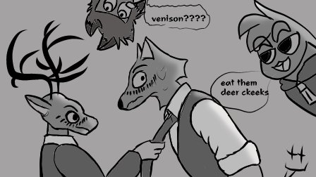 lewdest_Jess's tweet photo. #HuniCast @AshNicholsArt more or less how I expect the stream to go down #beastars https://t.co/bymLThfV7u