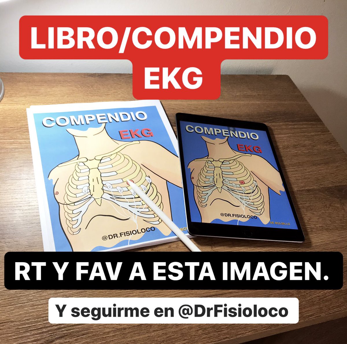 DrFisioloco's tweet photo. Hey colegas! He sacado este compendio de electrocardiografía; 13 capítulos, desde anatomía, electrofisiología, hasta las arritmias más comunes de la práctica clínica. 
PASOS:
1. Seguirme. 
2. Dar RT y FAV a este Tweet.

¡Listo! Luego de eso, te envío el documento en PDF. https://t.co/COM7f4rJtn