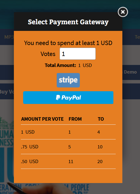 OhioWebTech's tweet photo. We have just updated the Buy Votes Extension for the WordPress Voting Contest Plugin. With the release of version 1.5 of the Buy Votes Extension we have added support for Tiered Pricing. The tiered pricing was the #1 request for this extension. 

Demo: https://t.co/YvABKz3fbk https://t.co/NO4TYhY9nM