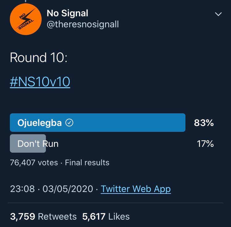 Naija_PR's tweet photo. Wizkid 10 - 0 Vybz 

Don’t test our music!!! 

Ojuelegba to the World!!!! 

🇳🇬 🇳🇬 🇳🇬 🇳🇬 🇳🇬 

#NS10v10 https://t.co/2RgC2UDhWn