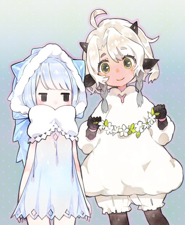 "Snom Snom…"

Humanoid Snom demands Wooloo to put the flower crown on its head.
