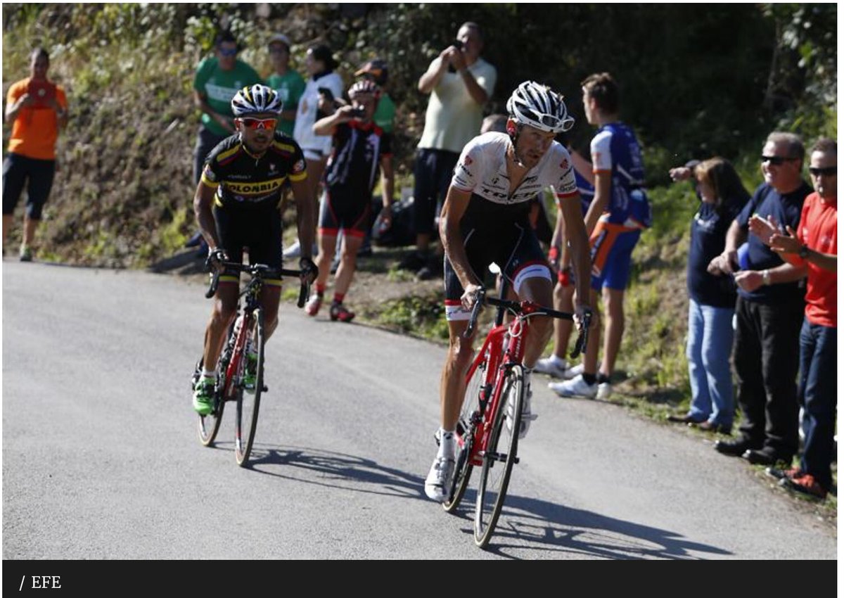 diogenes1789's tweet photo. Rodolfo Torres corriendo con Team Colombia 
En Vuelta España 🇪🇸 2015
Etapas 16 con llegada en Ermita de Alba
Fuga con Frank Schleck , al final fue segundo en la etapa https://t.co/lBBzWAtkpU