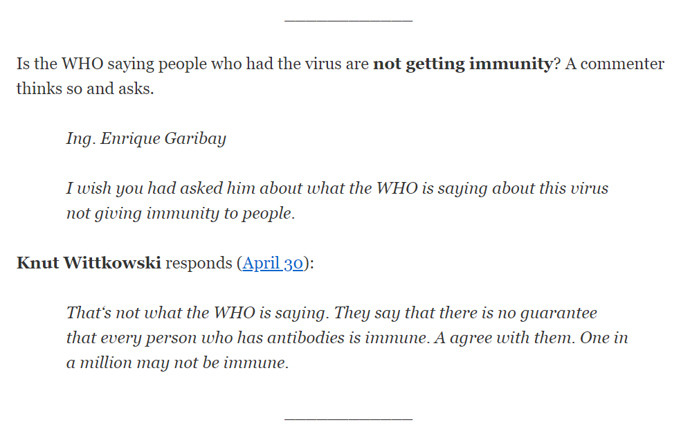 Hail__To_You's tweet photo. @SelimSeesYou 35-year epidemiological expert Dr. Knut Wittkowski on whether you can get the virus twice:
"They say there is no guarantee. I agree. One in a million may not be immune."
https://t.co/M1oS5SKnEx
#KnutWittkowski https://t.co/M0gstsNFTS