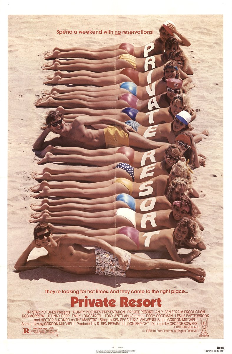 FilmNewsNos's tweet photo. 🎬MOVIE HISTORY: 35 years ago today, May 3, 1985, the movie 'Private Resort' opened in theaters!
#EmilyLongstreth #KarynOBryan #RobMorrow #JohnnyDepp #AndrewDiceClay #HectorElizondo #DodyGoodman #LeslieEasterbrook #MichaelBowen #HilaryShepardTurner #JillSelkowitz #TonyAzito https://t.co/dtgMGnhmgL
