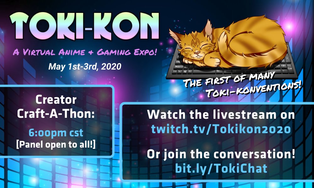 SMTokiKon's tweet photo. Starting @ 6PM CST, join us on twitch for a creator craft-a-thon! all are welcome!! https://t.co/cJZk1N8rYs