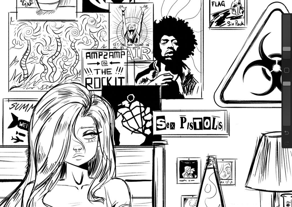 wip crop of auburn in her bedroom ? i mostly wanted to show off the posters, she and punkted live together and i always love collaging their tastes in diff ways 