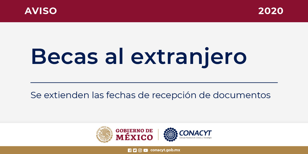 Secihti_Mx's tweet photo. #Aviso | Debido a la contingencia por COVID-19, el Conacyt extiende las fechas de recepción de documentos de las convocatorias para estudios de posgrado en el extranjero. Más info ➡️ https://t.co/WCyhbehrYb #CienciaPorMéxico #BecasAlExtranjero https://t.co/pFTHrAasIL