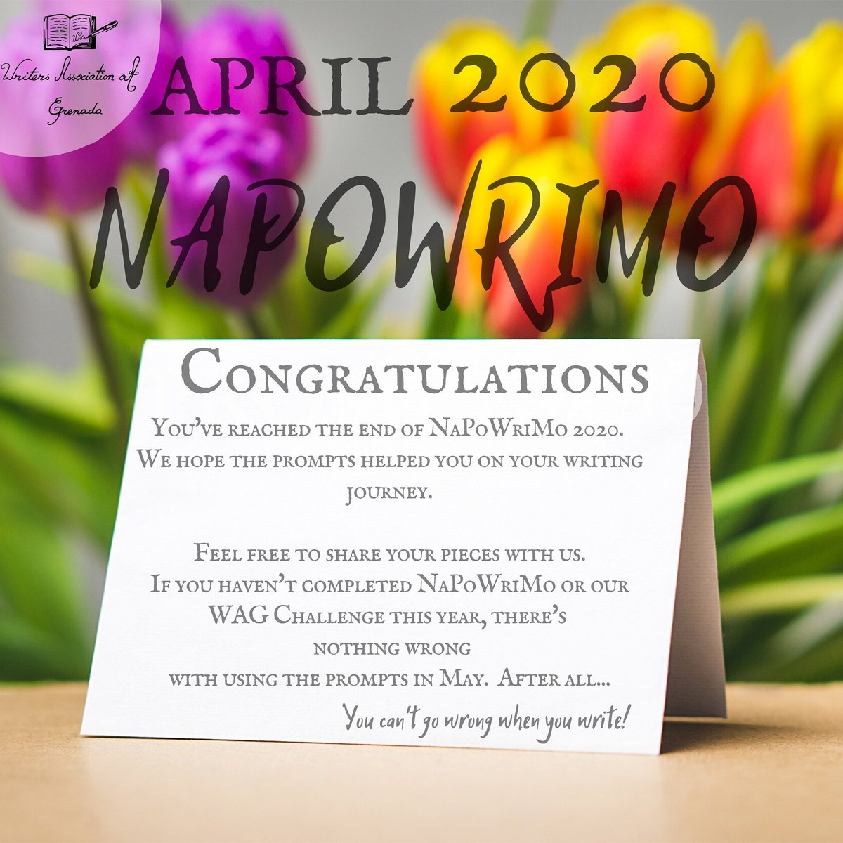 WAGrenada's tweet photo. #Congratulations
You've reached the end of NaPoWriMo this year.
Feel free to share any of your pieces this year. If you didn't finish, you can try to attempt doing it in May because why not? 
#CantGoWrongWhenYouWrite
#NaPoWriMo2020 #WAGNaPoWriMo2020 https://t.co/N4xaDWyhFm