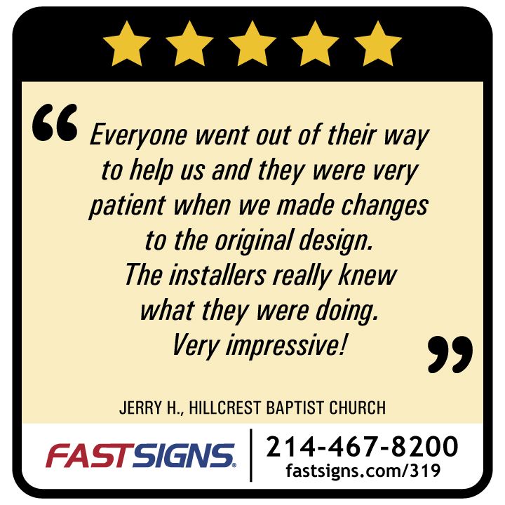 FASTSIGNSdfw's tweet photo. We love hearing from our customers! Thank you for the rave reviews. https://t.co/GhAD3ckK2v