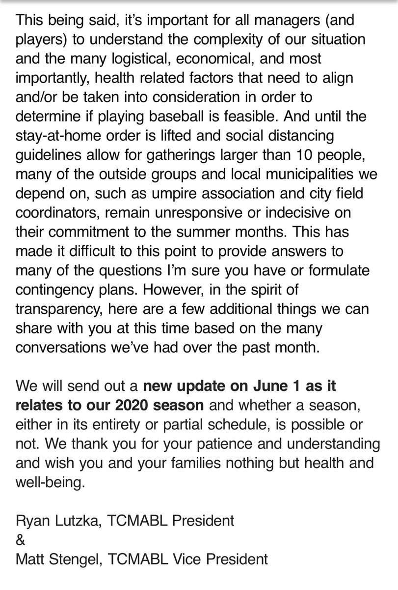 TCMABL's tweet photo. ⚠️ New update w/ COVID-19 and the TCMABL 2020 Season Update... https://t.co/0v5zNT2nyA