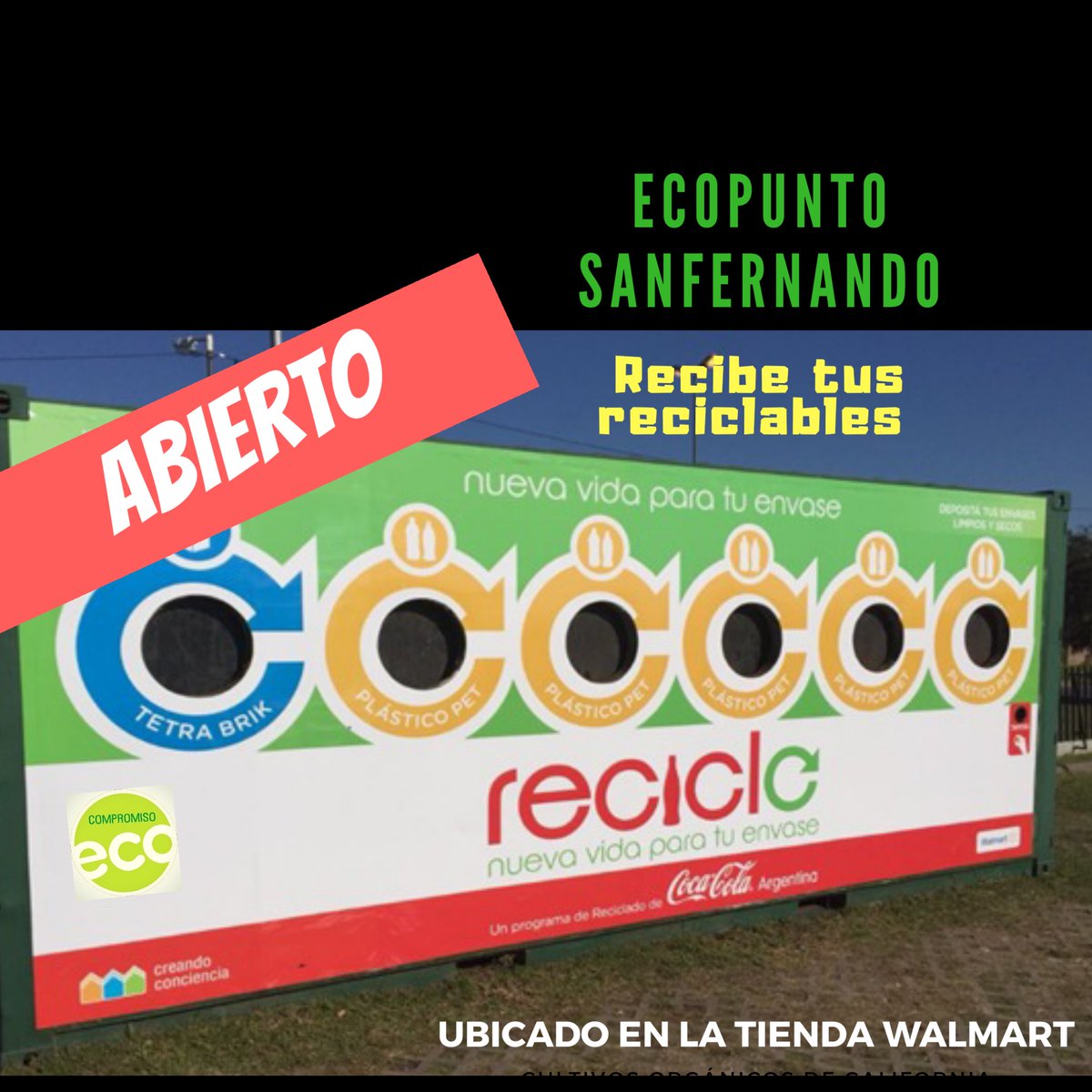 compromiso_eco's tweet photo. Reabrimos varios puntos verdes para que puedas traer tu reciclables al hacer las compras @Walmart San Fernando es uno de ellos.
#separadesdecasa #separaparareciclar #unmundosinresiduos https://t.co/5M83FyHeAT