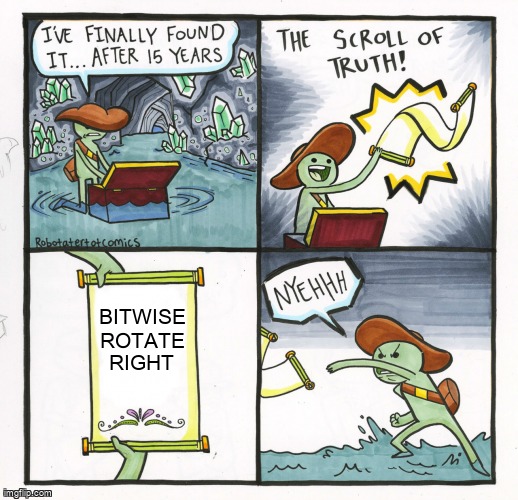 overflow_meme's tweet image. Bitwise Rotate Right stackoverflow.com/questions/2717… #bitwiseoperators #python