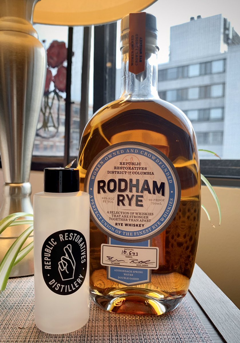 amandayanchury's tweet photo. Finally got my hands on a bottle of #RodhamRye! Can’t think of a #MorePerfectUnion than rye & sanitizer rn @republicrestore 💪🏽🥃 #StrongerTogether https://t.co/mNNGet5HAX