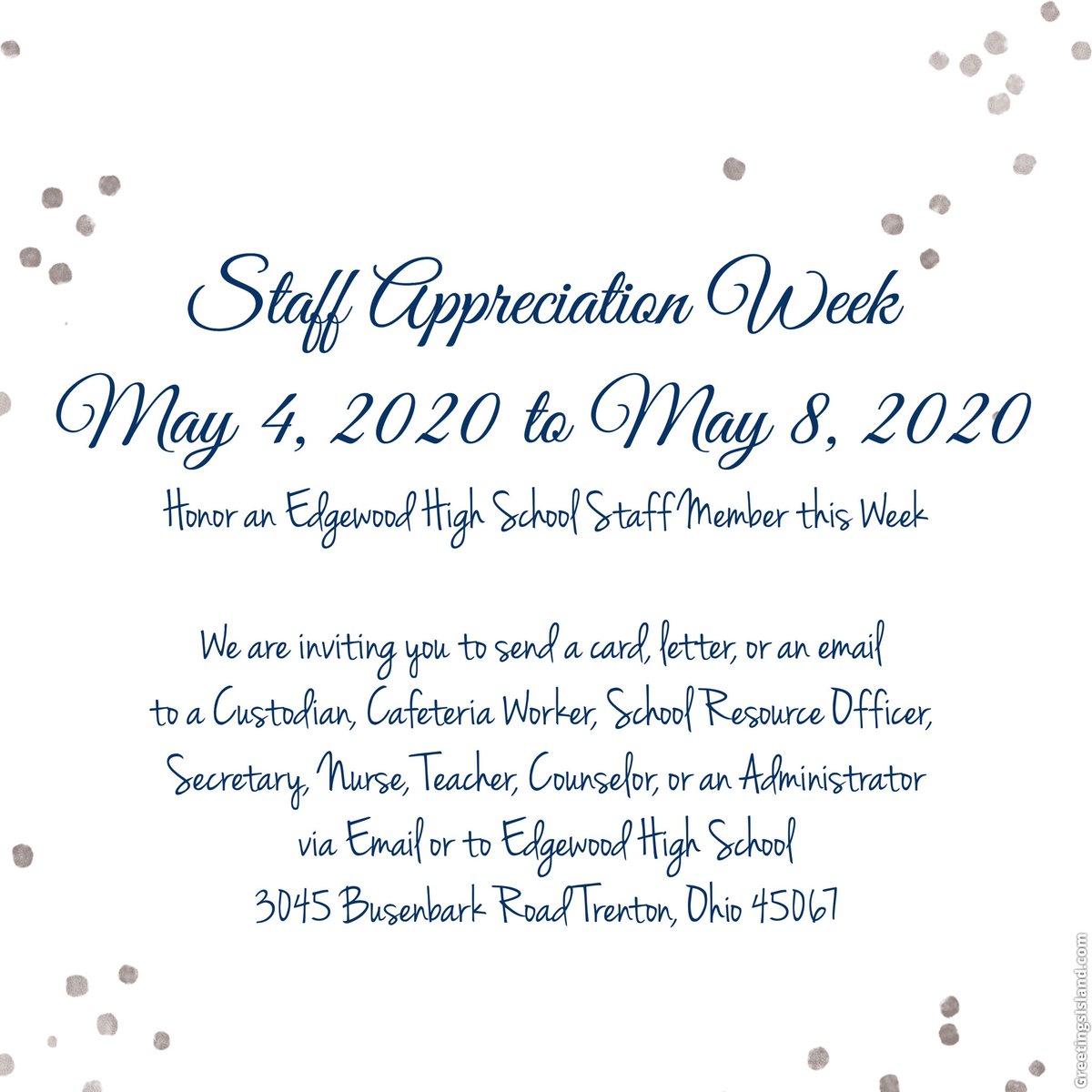 Show your appreciation for EHS staff by sending them a message this week!
