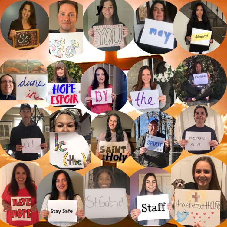 A little message of hope from the <a href="/stgabrielhcdsb/">St Gabriel</a> staff to all our students and families ❤️. Wishing you a blessed week! #CEW2020 #TogetherApartHCDSB #IgnitingHope Thank you <a href="/MissMauricio/">Miss.Mauricio</a> &amp; Mrs. Knight for creating this 🙏🏼 #