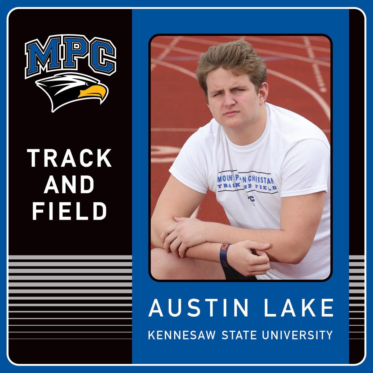MPCAthletics's tweet photo. Tonight's spring sport senior tribute is AUSTIN LAKE. Austin has competed in #MPCtrack for the past 2 years. He is a strong thrower and quick in the 100m. Besides being a great competitior, he brings intensity to workouts and builds morale. His favorite verse is #Isaiah41:10. https://t.co/Me76LIXin5