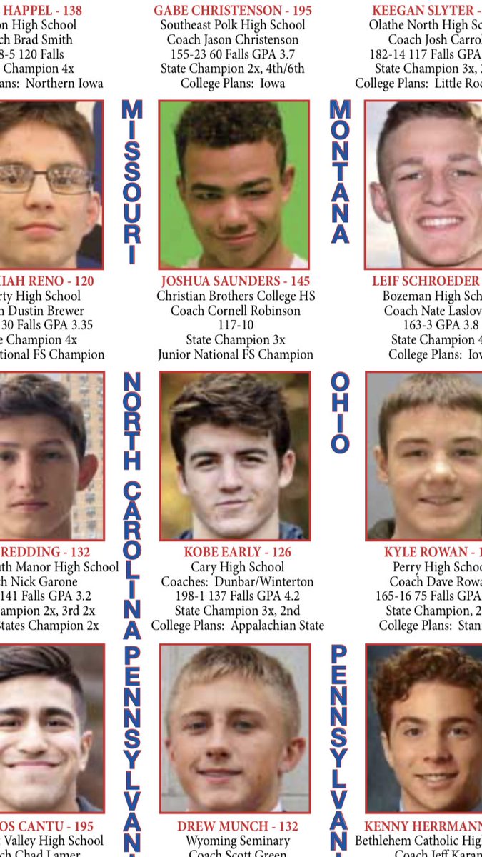 CaryWrestling's tweet photo. Wrestling USA Magazine High School All-Americans announced their NATIONAL ALL AMERICANS list this weekend! KOBE EARLY IS NORTH CAROLINA'S ONLY SELECTION! Congrats @KobeEarly! #CaryPride #ForksUp https://t.co/k0W5mOgp9i