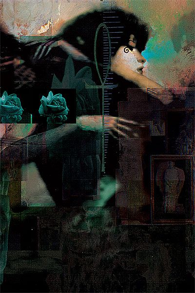 Of course, Bantock's organic collage style brings another artist immediately to mind: Dave McKean, who designed covers for Neil Gaiman's Sandman comic series.
