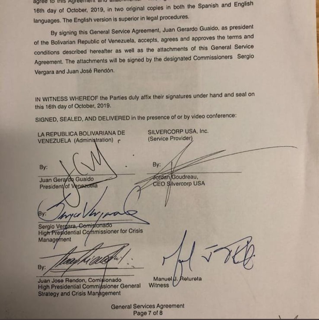 Marco_Teruggi's tweet photo. Patricia Poleo publica lo que sería el contrato firmado entre Juan Guaidó y la contratista Silvercoop de Goudreau que asumió la responsabilidad de la Operación Gedeón. 

La trama del intento de golpe de Estado involucra a Guaidó y al gobierno norteamericano aunque lo nieguen. https://t.co/g8mouCNlXT