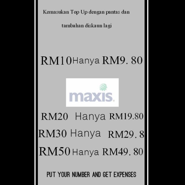 I'm selling Topup dan bill maxis/hotlink Rm5, R... for RM0.00. Get it on Shopee now! shopee.com.my/aqmarfarhan95/… #ShopeeMY