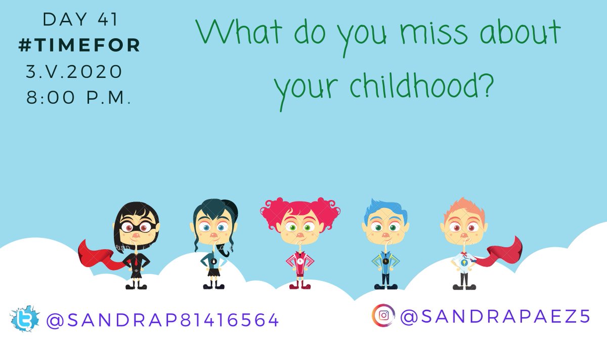SPaezLeal's tweet photo. Day 41 #Timefor 8:00 p.m. 3.V.2020 with my #studentslaw
@UnabDerecho @unab_online
TONIGHT: What do you miss about your childhood? #IStayHomeFor #Mentalhealth #MentalBreakdown #SaludMentalVsCovid19 https://t.co/9X0cfBsMwd