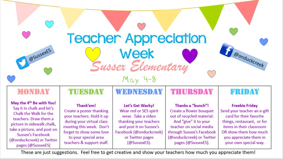 This week is Teacher Appreciation Week!  Show all your teachers <a href="/SussexES/">Sussex Elementary</a> some love!!