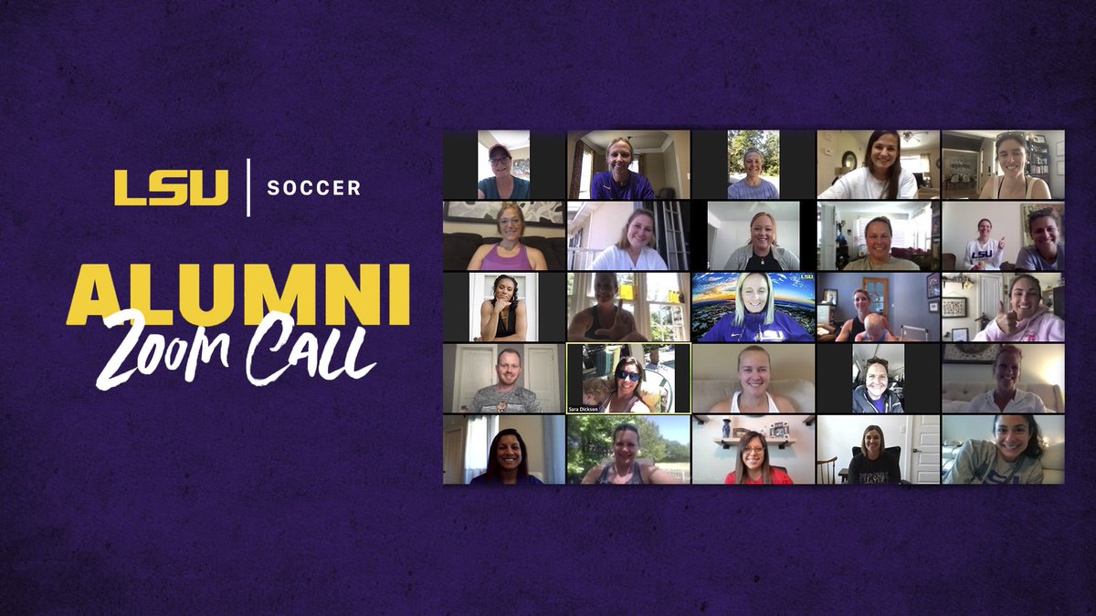 LSUSoccer's tweet photo. Fantastic time connecting with our alums via Zoom this afternoon 🐯 

#ForeverLSU https://t.co/7Br7bWzxZ9