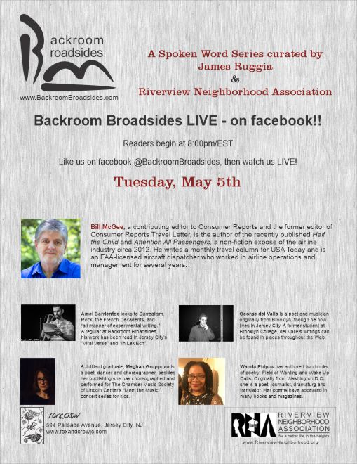 WilliamJMcGee's tweet photo. I'm SO looking forward to Tuesday the 5th @ 8pm ET to again join Jersey City's Backroom Broadsides spoken word series. I'll be reading about--what else?--Isolation, via my novel HALF THE CHILD. Please join us on Facebook via Backroom Broadsides.
#Alone #NotSoAlone #HalfTheChild https://t.co/8paDWrM5gD