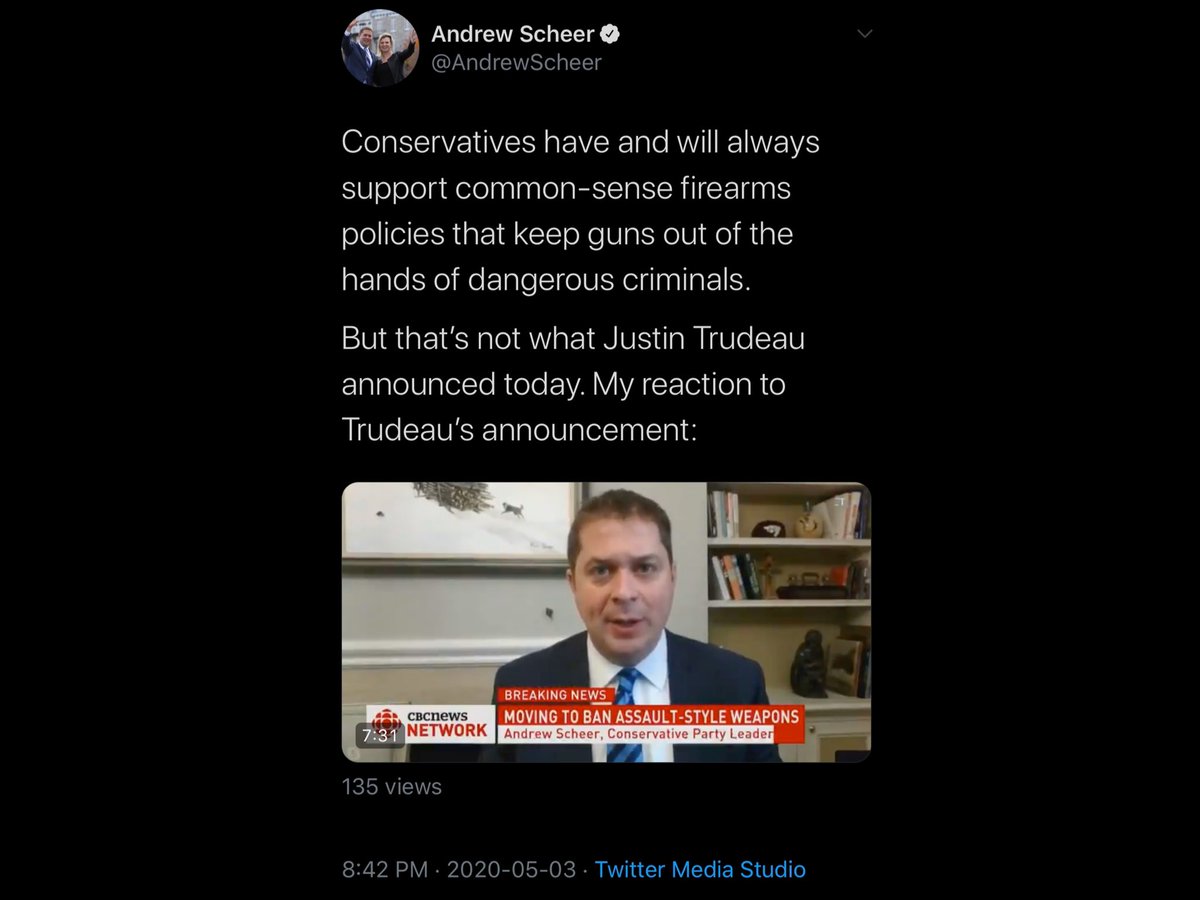 tylerwatt's tweet photo. What exactly about owning assault riffles is “common sense”, Andrew? I am not RTing his tweet directly so I don’t boost his video views. @AndrewScheer #ScheerFoolery #onpoli #cdnpoli https://t.co/3xeRKoEkRW