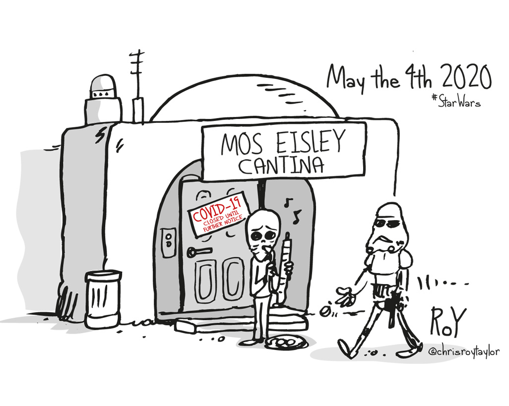 Chris 'ROY' Taylor (@chrisroytaylor) on Twitter photo Tough times on #Tatooine #moseisley #cantina
#MayThe4th 2020 #COVIDー19 #StarWars
@HamillHimself
#MayThe4thBeWithYou <a href="/starwars/">Star Wars</a> #cafe #bars <a href="/cartoonmovement/">Cartoon Movement</a> <a href="/CartoonStock/">CartoonStock</a> @IlloRoom #isolation #IsolationLife #Lego <a href="/procartoonists/">Procartoonists</a> #limits #maythe4th2020 #pandemic Tough times on #Tatooine #moseisley #cantina
#MayThe4th 2020 #COVIDー19 #StarWars
@HamillHimself
#MayThe4thBeWithYou <a href="/starwars/">Star Wars</a> #cafe #bars <a href="/cartoonmovement/">Cartoon Movement</a> <a href="/CartoonStock/">CartoonStock</a> @IlloRoom #isolation #IsolationLife #Lego <a href="/procartoonists/">Procartoonists</a> #limits #maythe4th2020 #pandemic