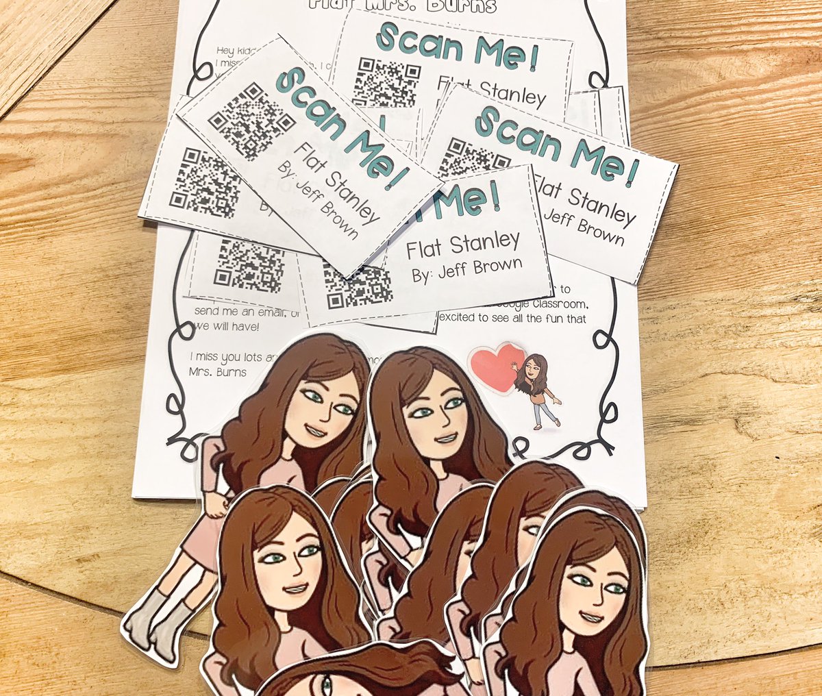 MrsBurnsPreK's tweet photo. Flat Mrs. Burns is ready to be stuffed in envelopes & sent to my precious little ones. I can’t wait to get these out in the mail and discover all the fun adventures that will take place! Just another way to keep us connected while we are apart. ❤️ #NISDdl @NISDMireles #JAMkinder https://t.co/YYgnAO0DbK