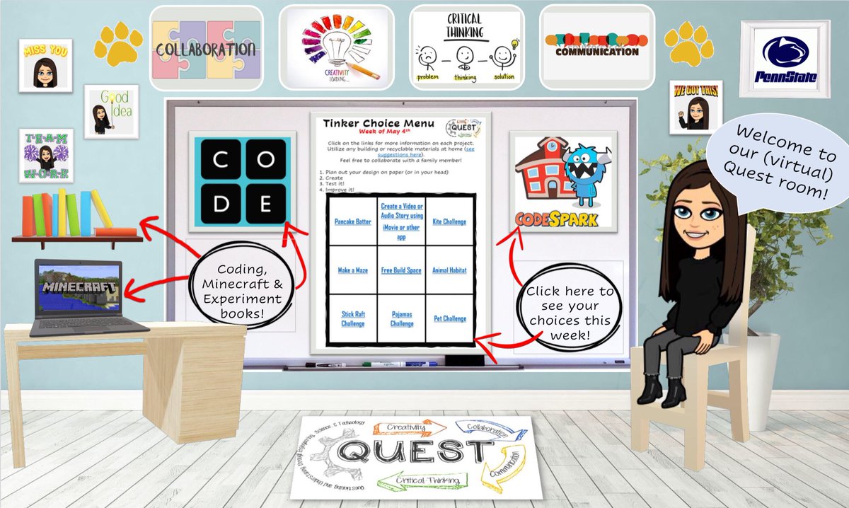 After seeing some fellow teachers create their own virtual classrooms, I got inspired to try it out for myself! I love interacting with my students using <a href="/Bitmoji/">Bitmoji</a> &amp; this clickable choice board in <a href="/Seesaw/">Seesaw</a> has so many options for students to choose from. #CBDLP
