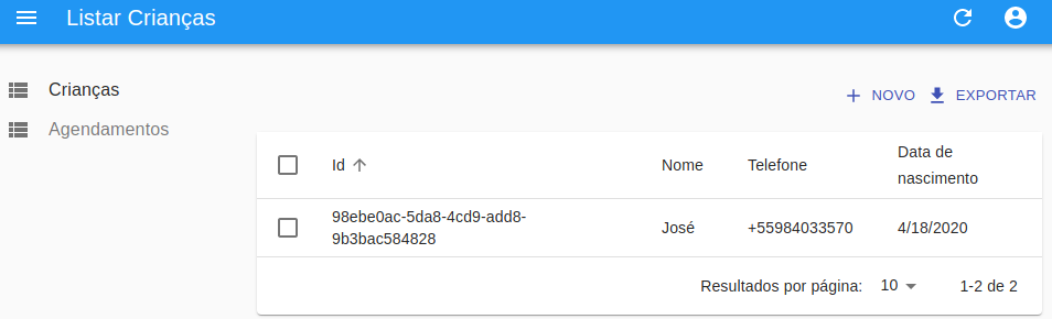 lamertia's tweet photo. [D10-11] Been implementing some new endpoints to list schedules and children. Working with react-admin is really easy and has been very productive. Translated the UI to Portuguese and the panel is mostly functional. #100DaysOfCode https://t.co/sNBfmSnShC