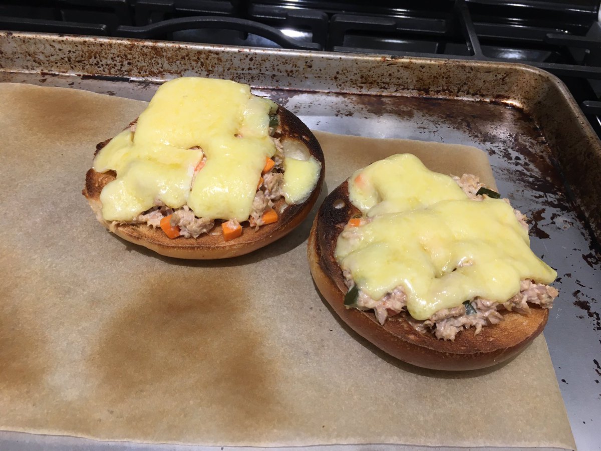 ReubensCube's tweet photo. In honor of @MarkWarner I made myself a tuna melt for the first time in my life. Looks ugly, but I think taste-wise @SenKamalaHarris would approve of the aged English cheddar. #StayTheFHome https://t.co/5rqsHamU7W