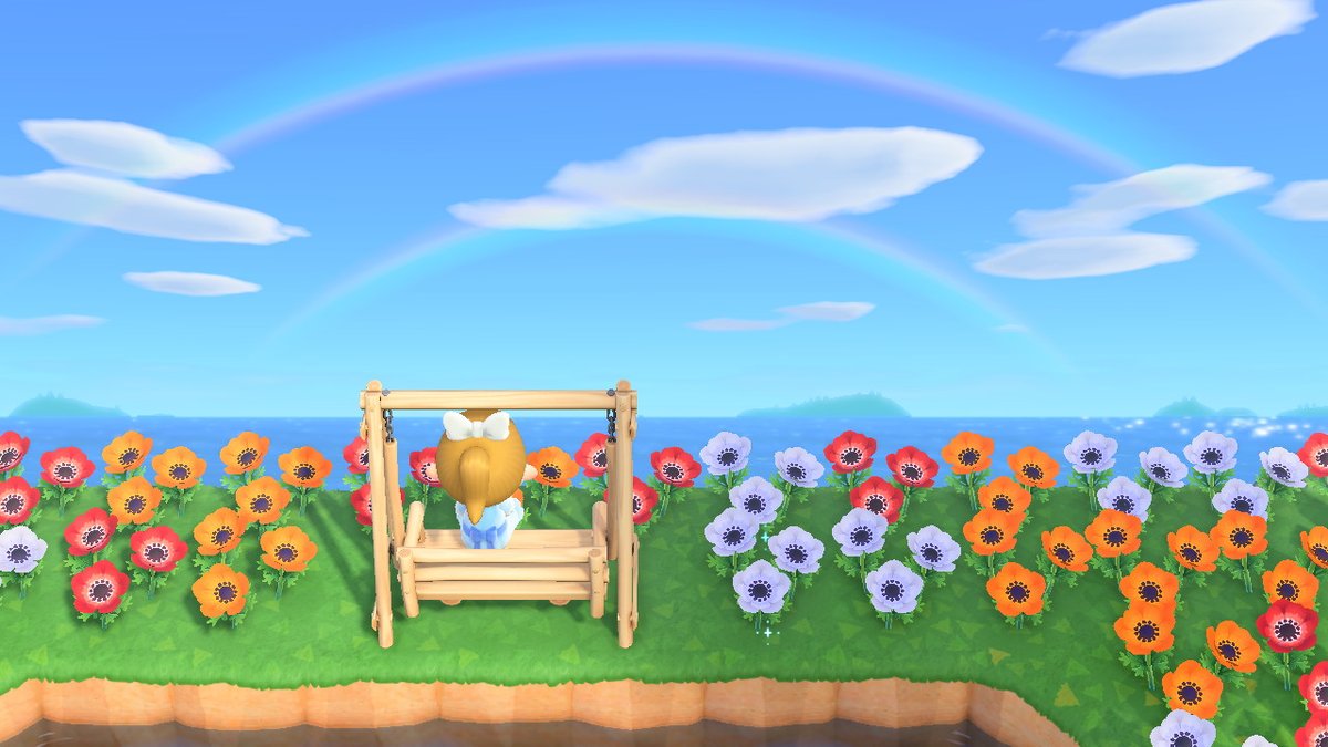 dasidaiji's tweet photo. 雨上がり #どうぶつの森 #AnimalCrossing #ACNH #NintendoSwitch　#あつまれどうぶつの森 #あつ森　#虹　#雨上がり　#二重 https://t.co/xlwN8oUZzd