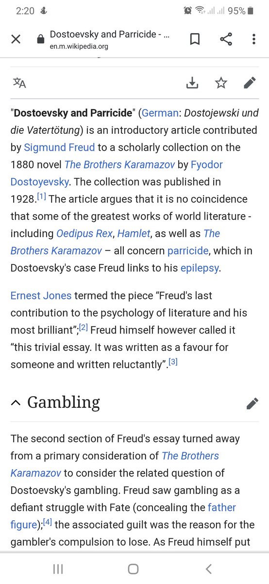 Reference 1: Psychoanalysis is an exchange between two people, like Sigma's ability.Reference 2: Freud wrote "Dostoevsky and Parricide," an article about one of Dostoyevsky's novels and gambling addiction. Dostoyevsky and gambling (casino) are both related to Sigma  (2/2)