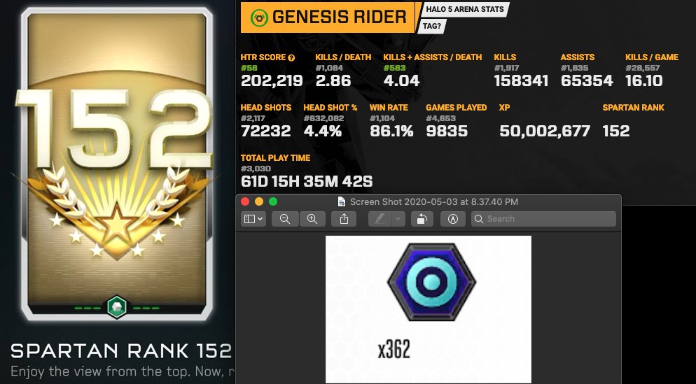 Genesis Rider on X: I just hit max rank in Halo 5 (SR152 = 50